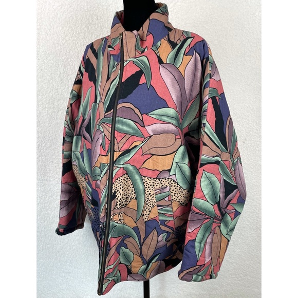MARI + FÄTOU • Ayah Cats and Leaves Print Oversized Bomber Jacket, S/M - Picture 8 of 16
